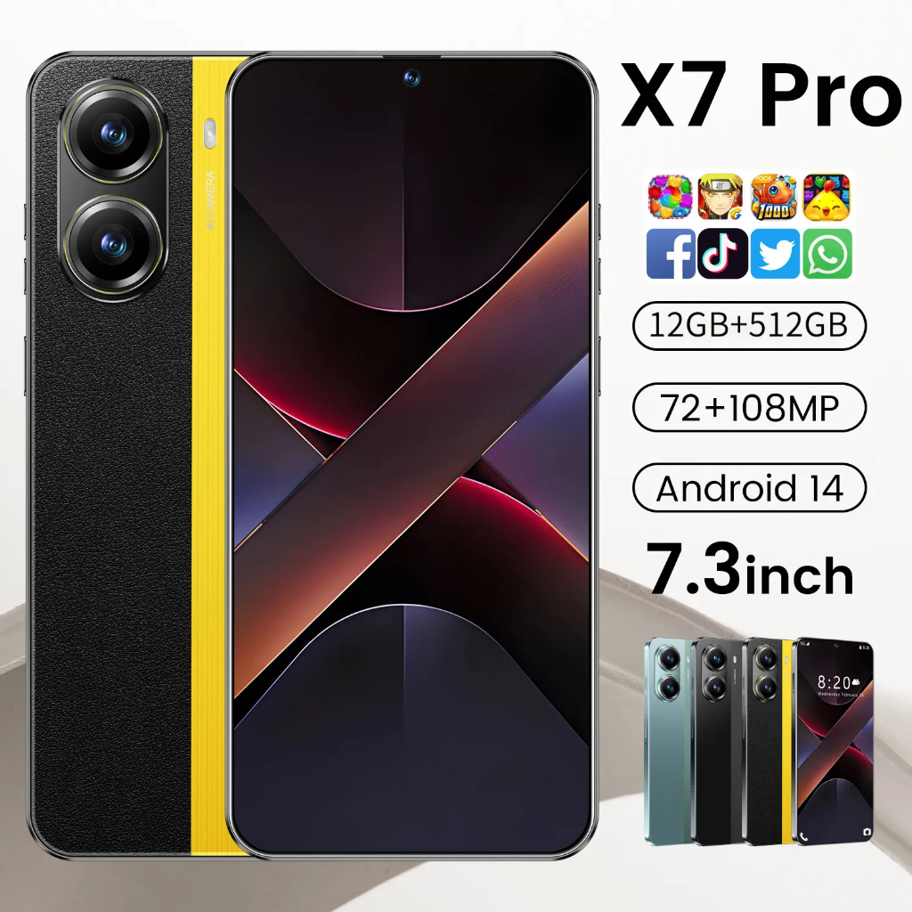 X7 Pro Smartphone 12GB+512GB 7.3 inch 4G/5G 8000mAh Cellphone Full HD ...