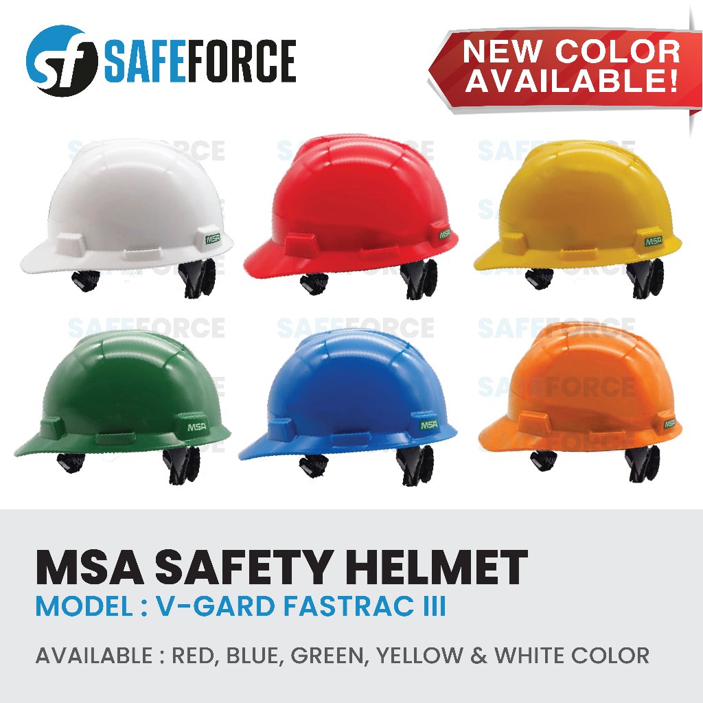 MSA V-Gard With Fas-Trac 3 Safety Helmet 5 Available Color | Shopee ...