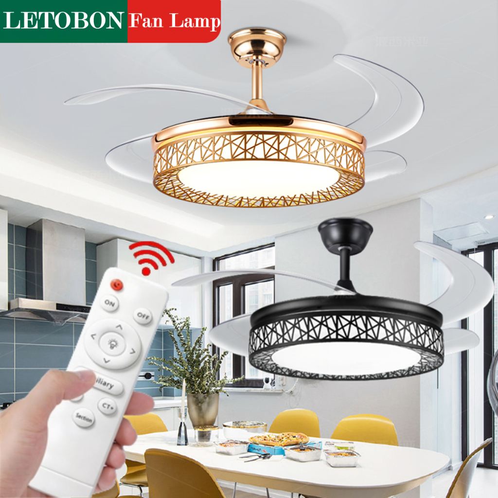 LED Ceiling Fan With Light 42 inch Kipas Lampu LED Chandelier Fan Lamp ...