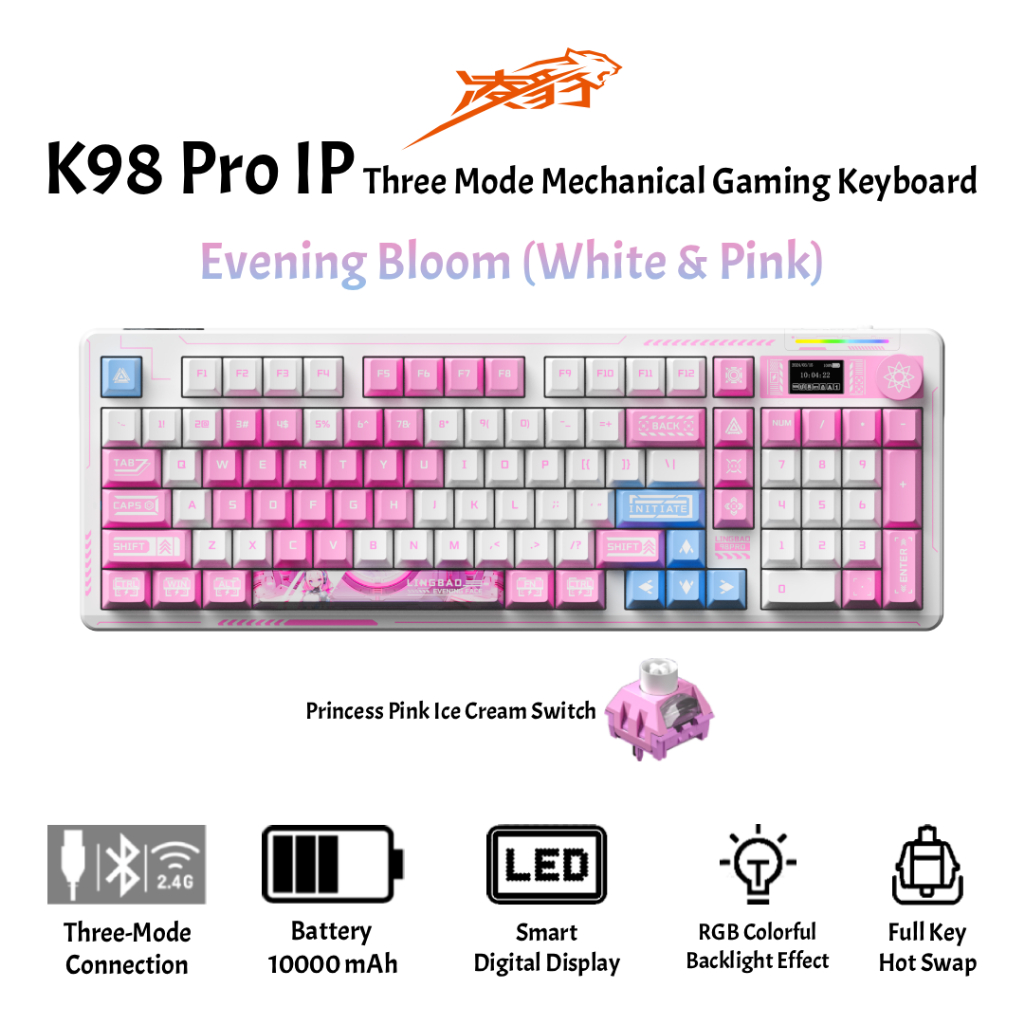 Lingbao K98 Pro Evening Bloom 101 Key Mechanical Gaming Keyboard ...