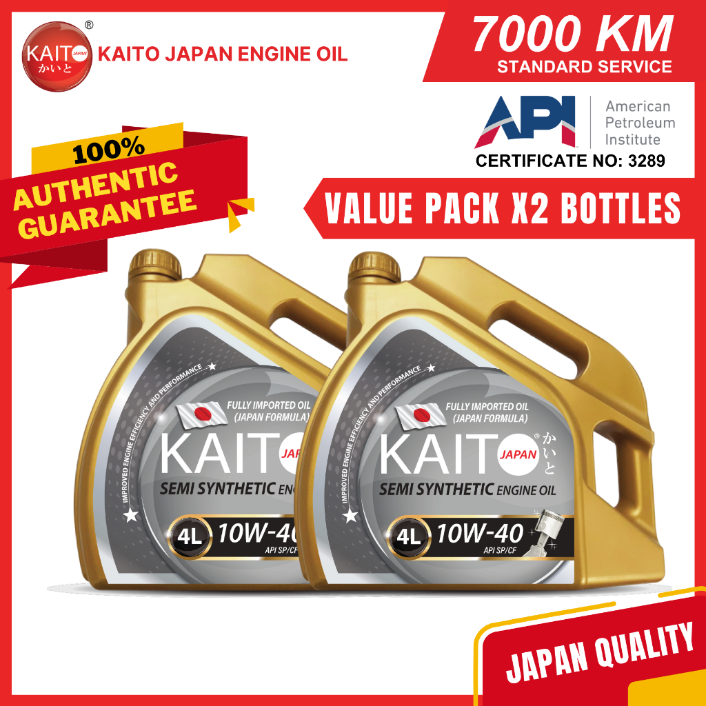 KAITO JAPAN 10W40 Semi Synthetic Engine Oil SP CF 4L x 2 Bottles Value ...
