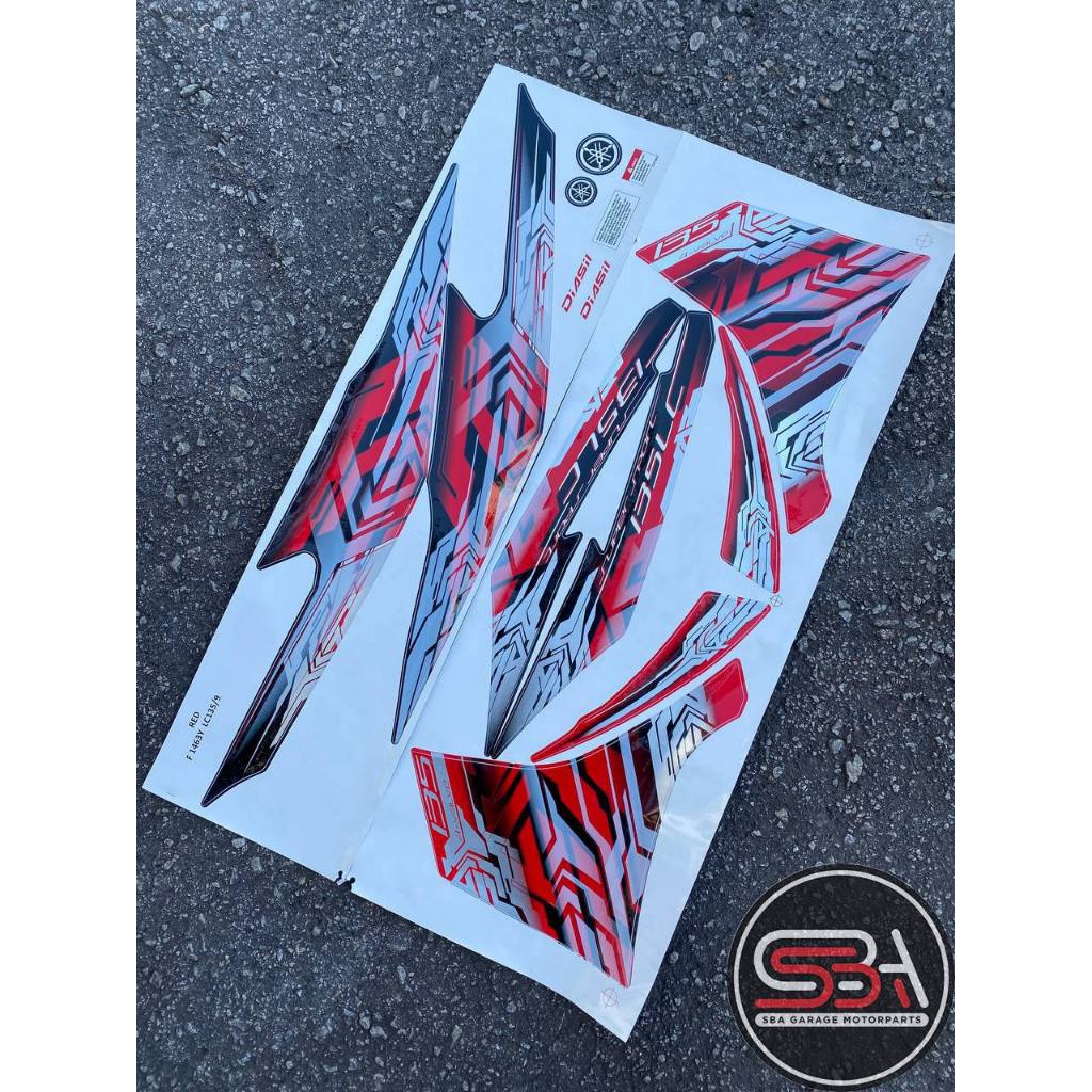 STICKER STRIPE BODY SET / COVERSET LC LC135 V2 V3 V4 V5 V6 V7 MERAH ...