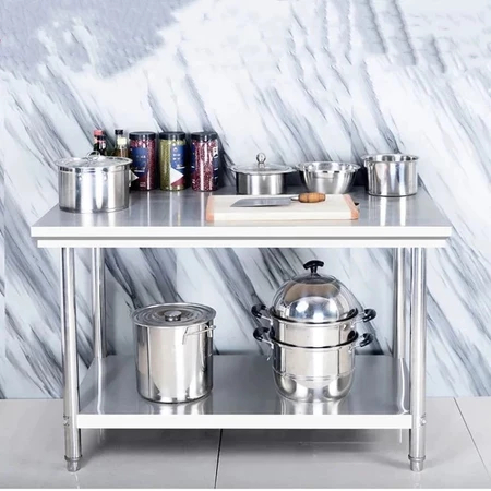 Stainless table metal console table 304 double layer Stainless working ...