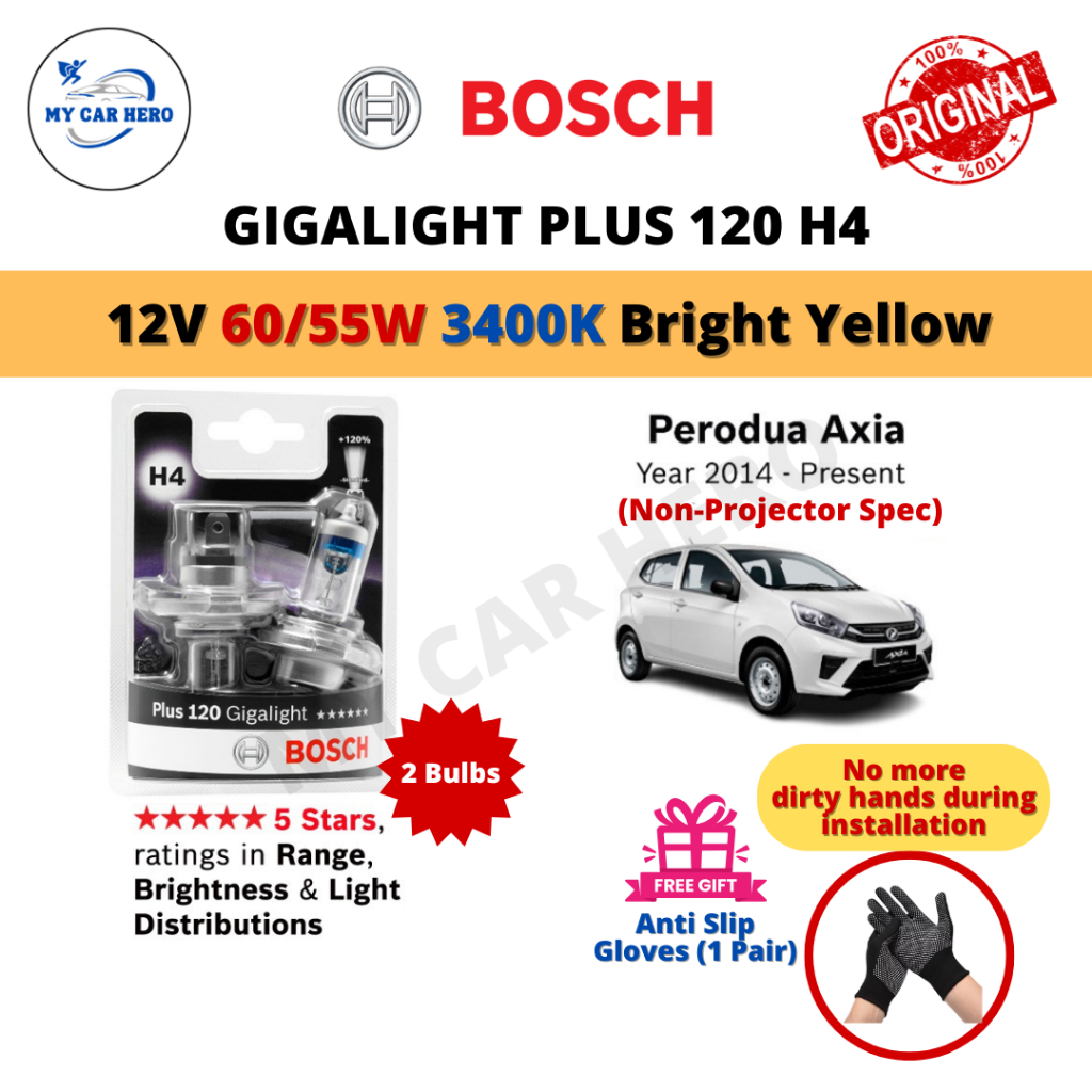 Original Bosch Gigalight Plus 120 H4 472 Headlight Bulb 12V 60/55W 2pcs ...