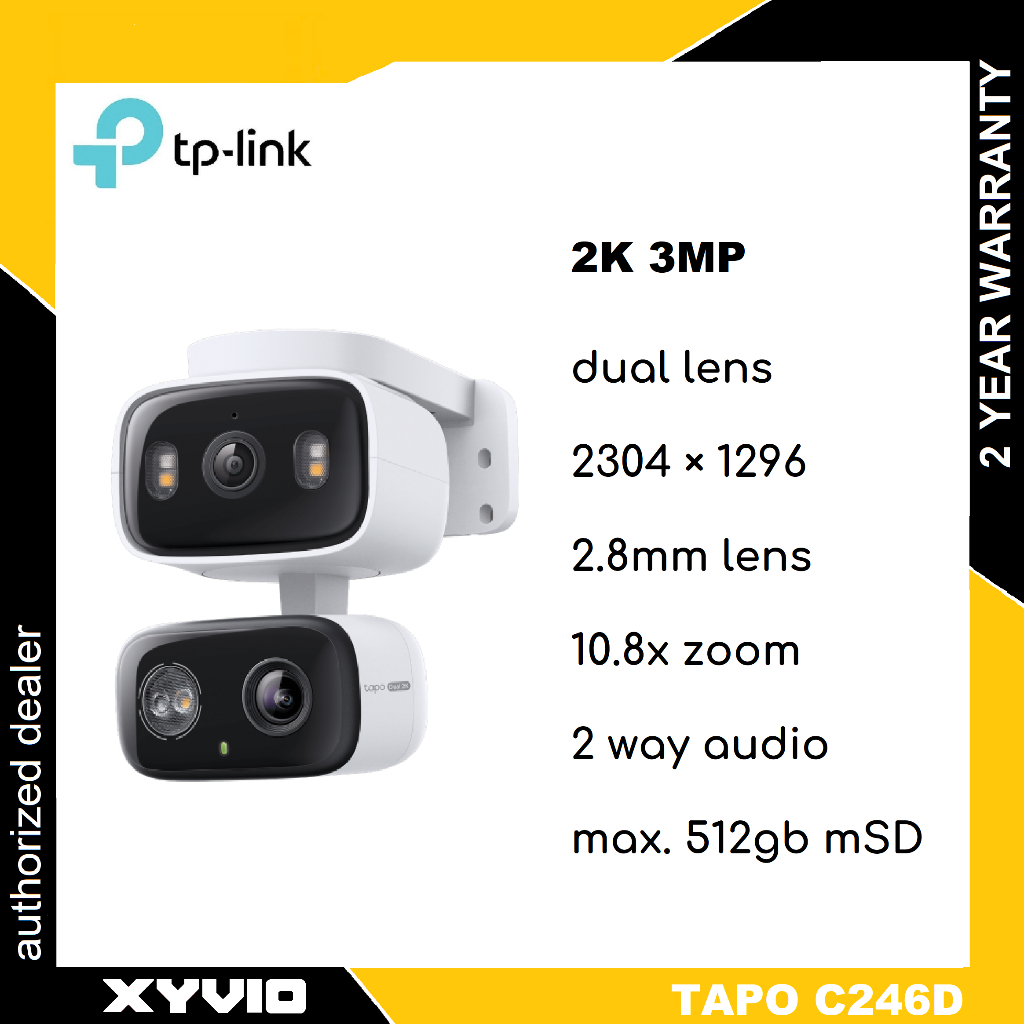 TP-LINK TAPO C246D Indoor/Outdoor Dual Lens Pan/Tilt Security Camera ...
