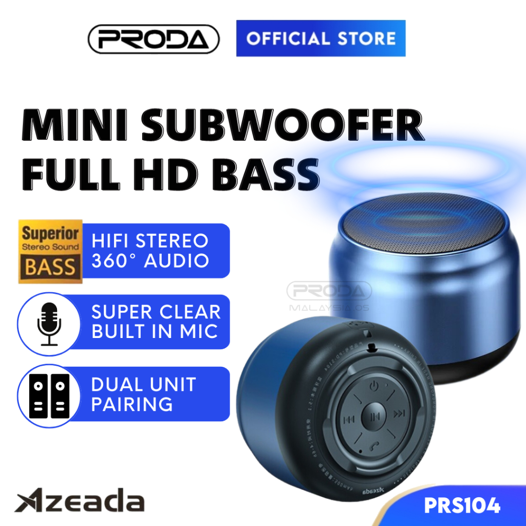 AZEADA Wireless Bluetooth Portable Mini Subwoofer TWS Speaker Bass HD ...