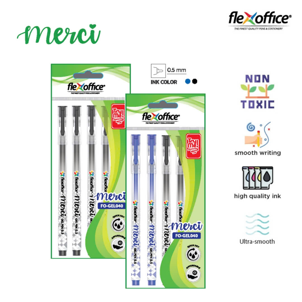 FlexOffice Merci Gel Pen 0.5 Quick Drying Large Capacity Bullet Tip ...