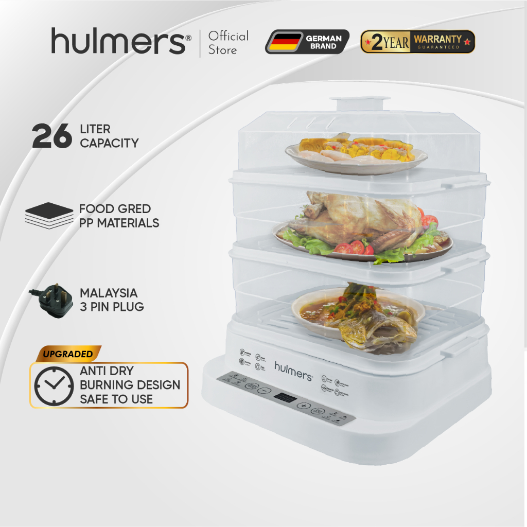 Hulmers Big Capacity Detachable Tray 3 Layers Food Steamer Electric
