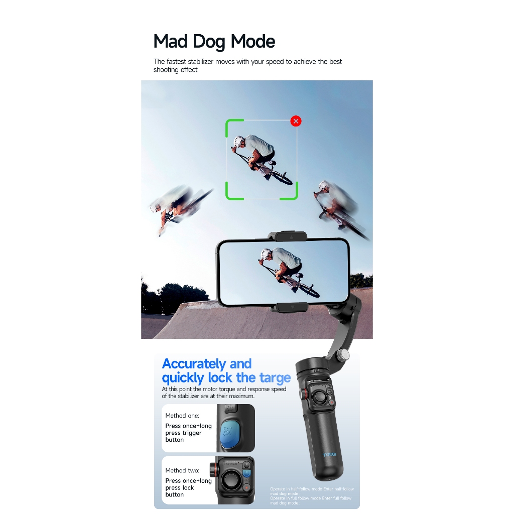 TOKQI M02 3 Axis Handheld Gimbal Stabilizer Cell Phone Selfie Tripod with Detachable Remote for Smartphone Vlog Video | Shopee Malaysia