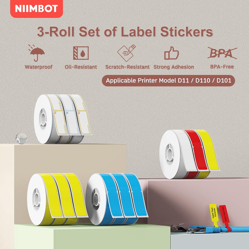 【3 Rolls】NIIMBOT D11/D110/D101 Cable network cable thermal label ...
