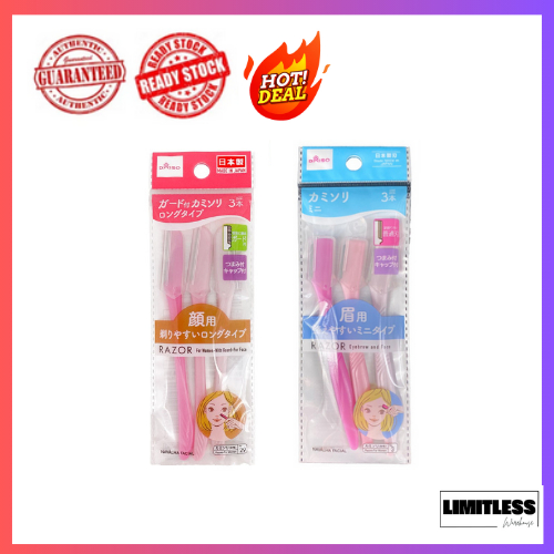 Daiso Facial & Eyebrow Razors for Women 3-pcs Stainless Steel | Shopee ...