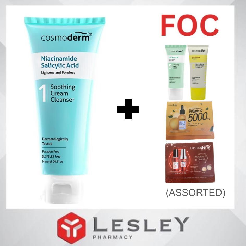 Cosmoderm Niacinamide Soothing Cream Cleanser 125ml + FOC 1pcs ...