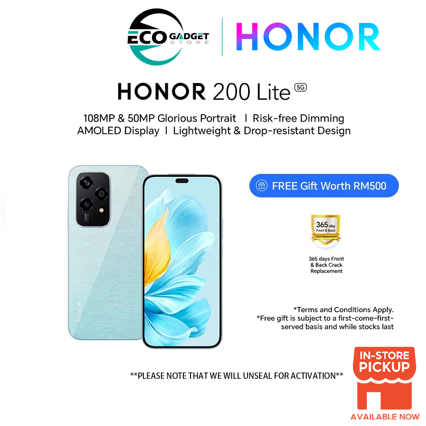 HONOR 200 Lite 5G Smartphone 16 (8+8)GB+512GB 108MP & 50MP Glorious Portrait I Risk-free Dimming AMOLED Display