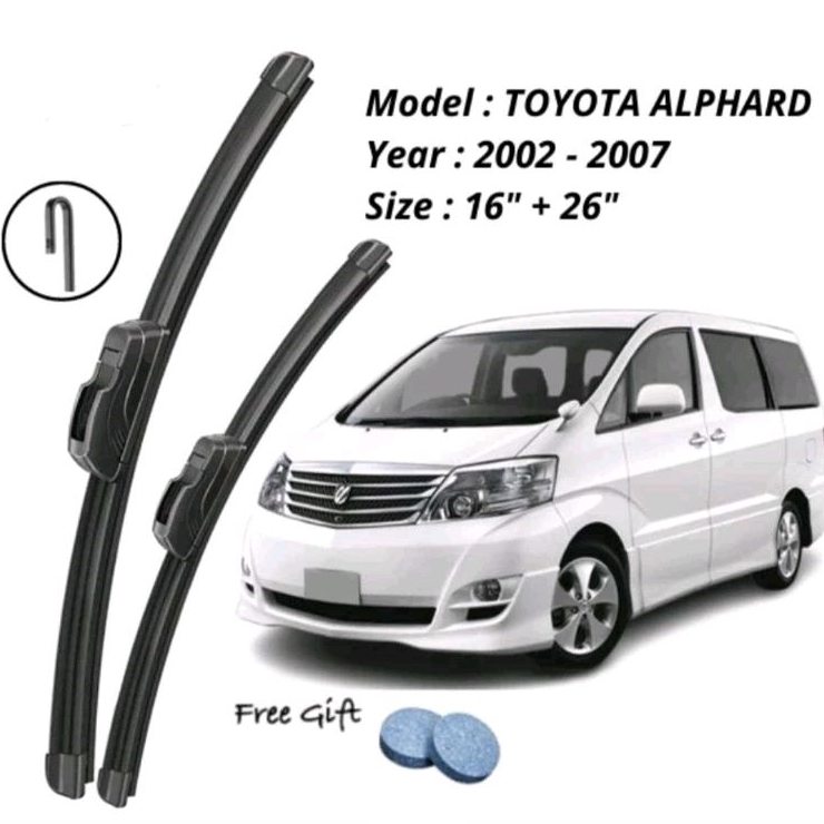 TOYOTA ALPHARD 2002-2007 16 X 26 SILICONE RUBBER WIPER BLADE JAPAN ...