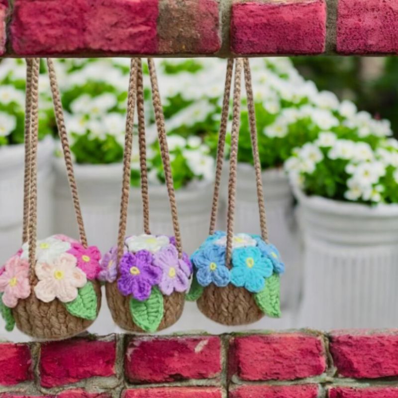 Crochet Flower Pot Hanging Car Accessory Shopee Malaysia