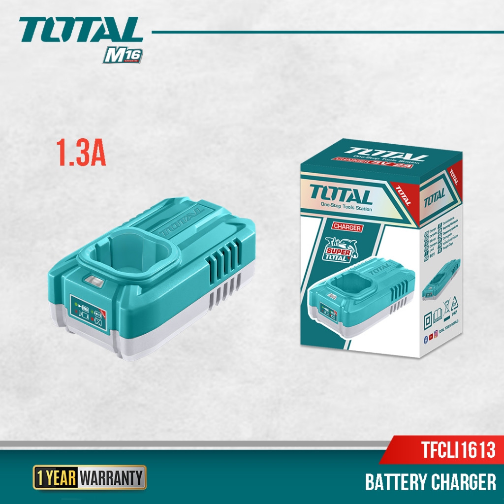 TOTAL M16 Battery charger (M16,1.3A) , Charge 2.0Ah Battery To Full In ...