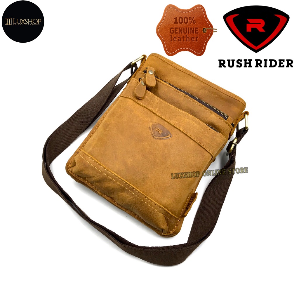 Rush Rider Full Cowhide Leather Sling Bag Men Thin Crossbody Bag ...