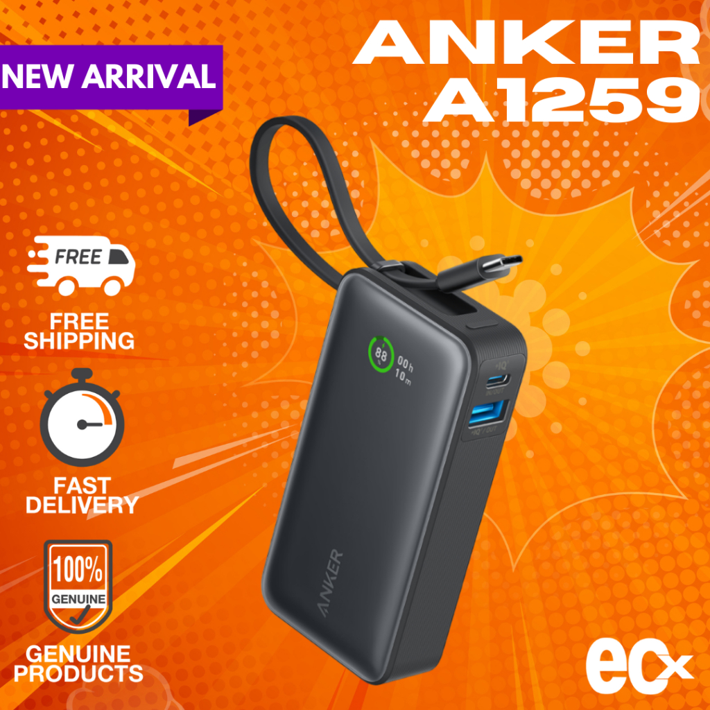 Anker A1259 Nano Power Bank, 10K Portable Charger with Builtin USBC