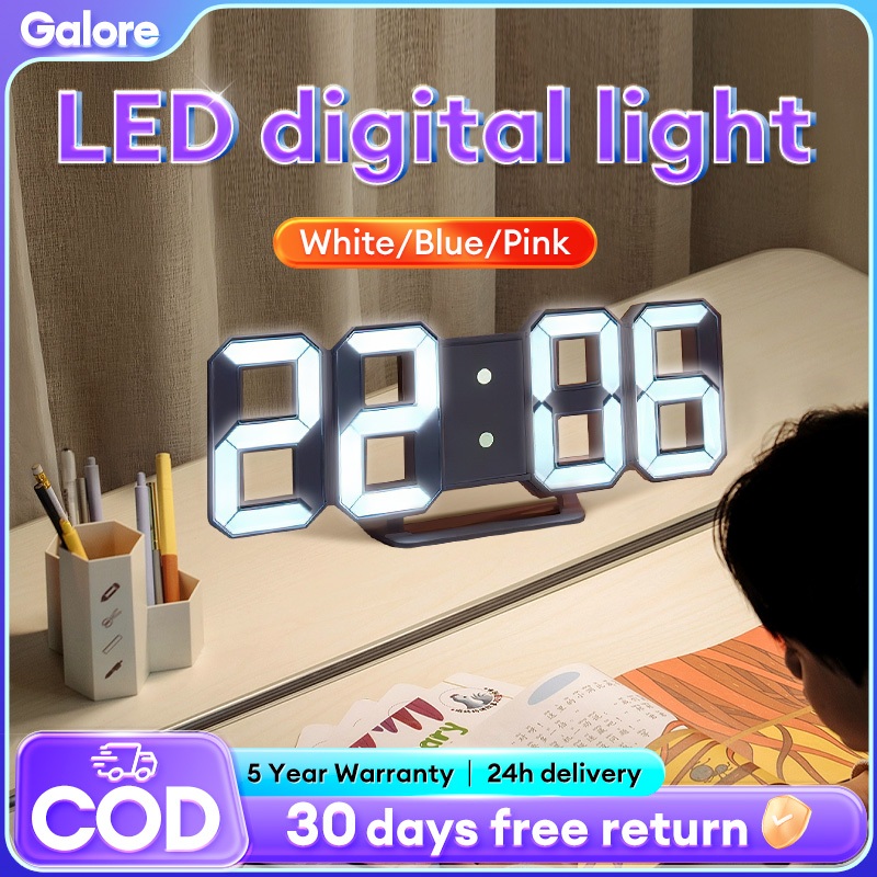 3D LED Digital Clock Luminous Fashion Wall Clock Multifunctional USB ...