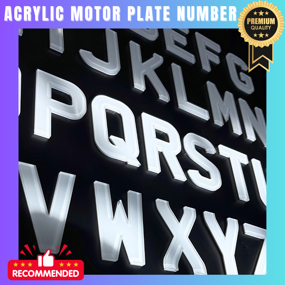 MOTOR 3D CRYSTAL WHITE NUMBER PLATE / Number 3D Plate Motor / Lebih ...