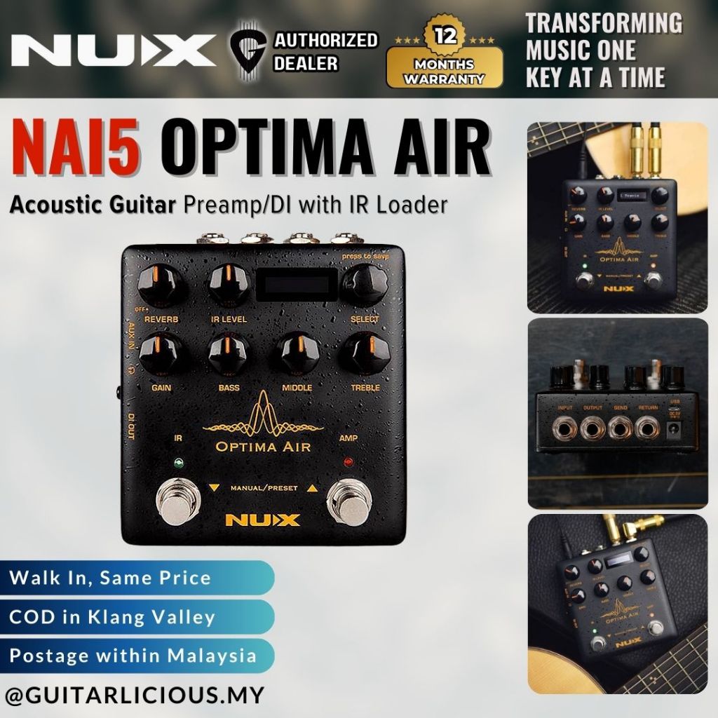 NUX NAI5 Optima Air Acoustic Guitar Preamp/DI with IR Loader ( NAI5