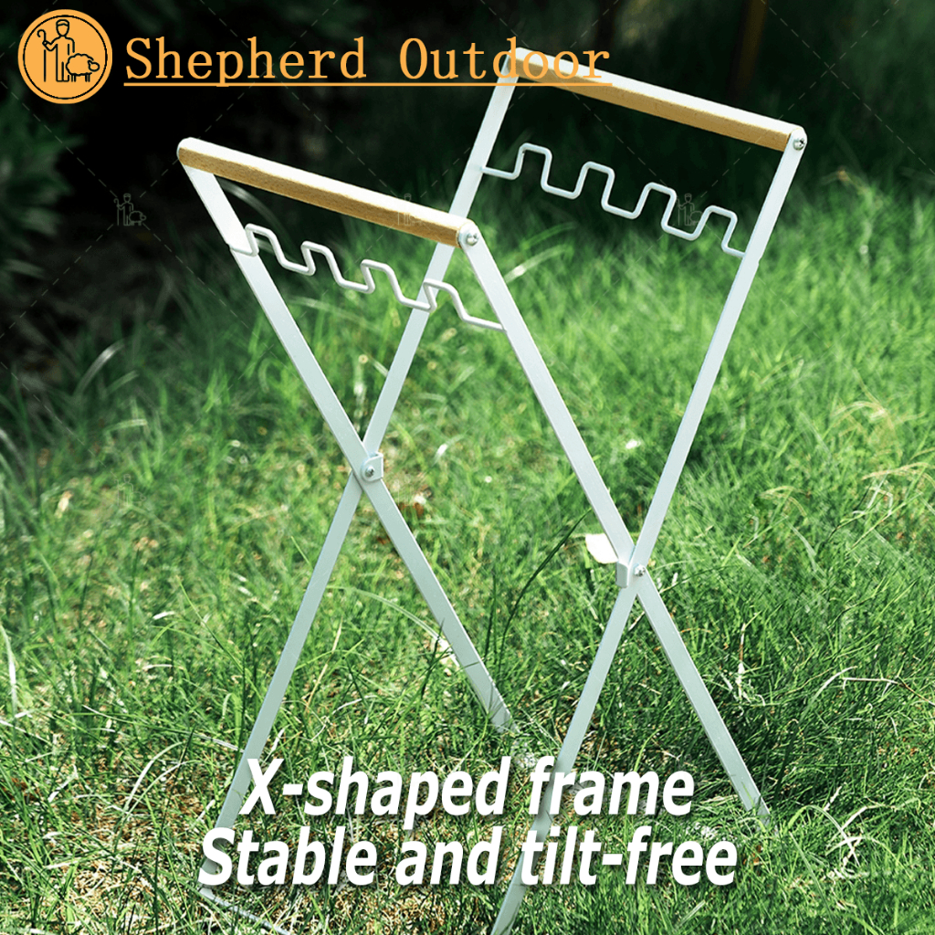Outdoor Camping Trash Holder Stand Wood Steel Storage Garbage Frame ...