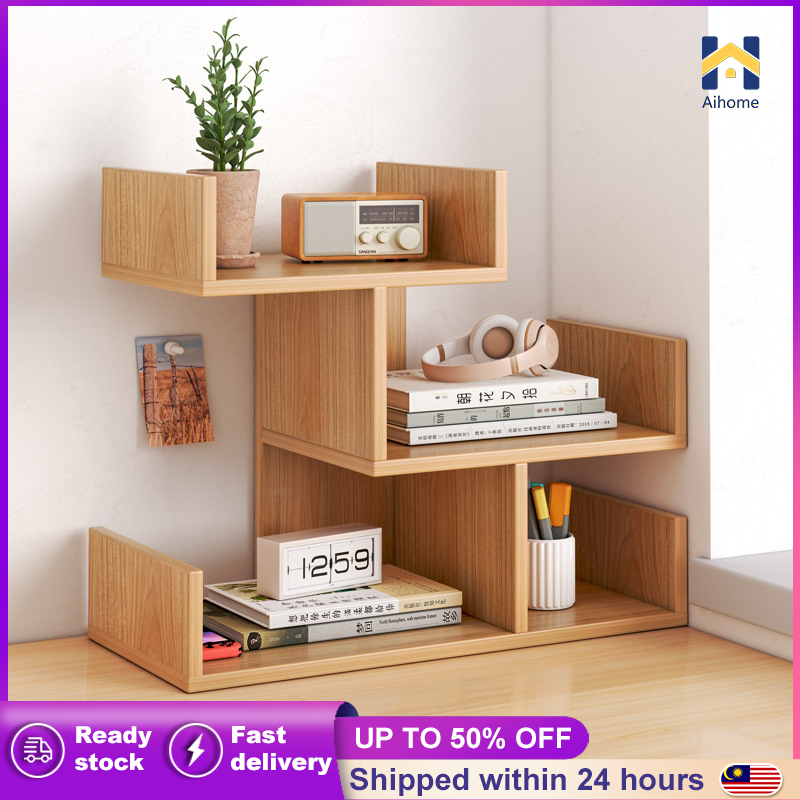 Multi-layer Book Rack Storage Organizer Shelves Desk Cabinet Wooden ...