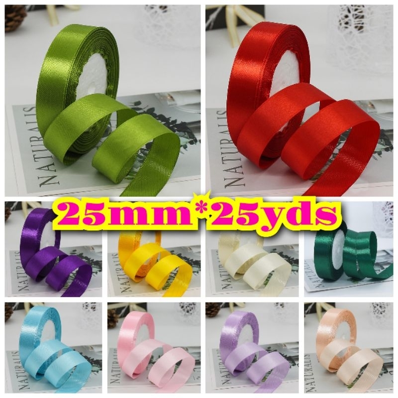 25mm Satin Ribbon Reben Riben Gift Satin Organza Flower Bouquet Roll ...