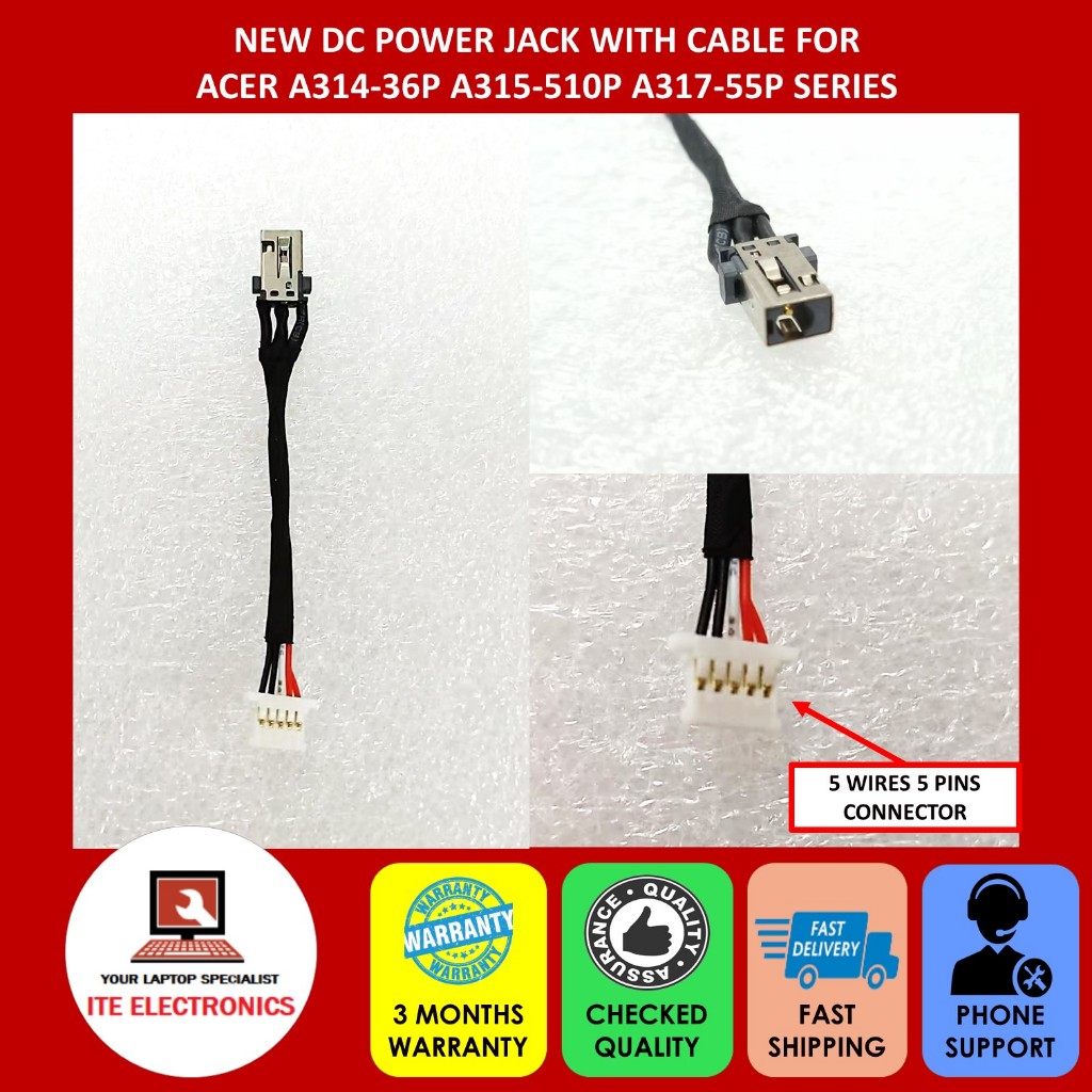 Connecteur Jack D'alimentation DC Pour Acer Aspire E1-510P - Réf DC30100PR00, 20cm, Neuf