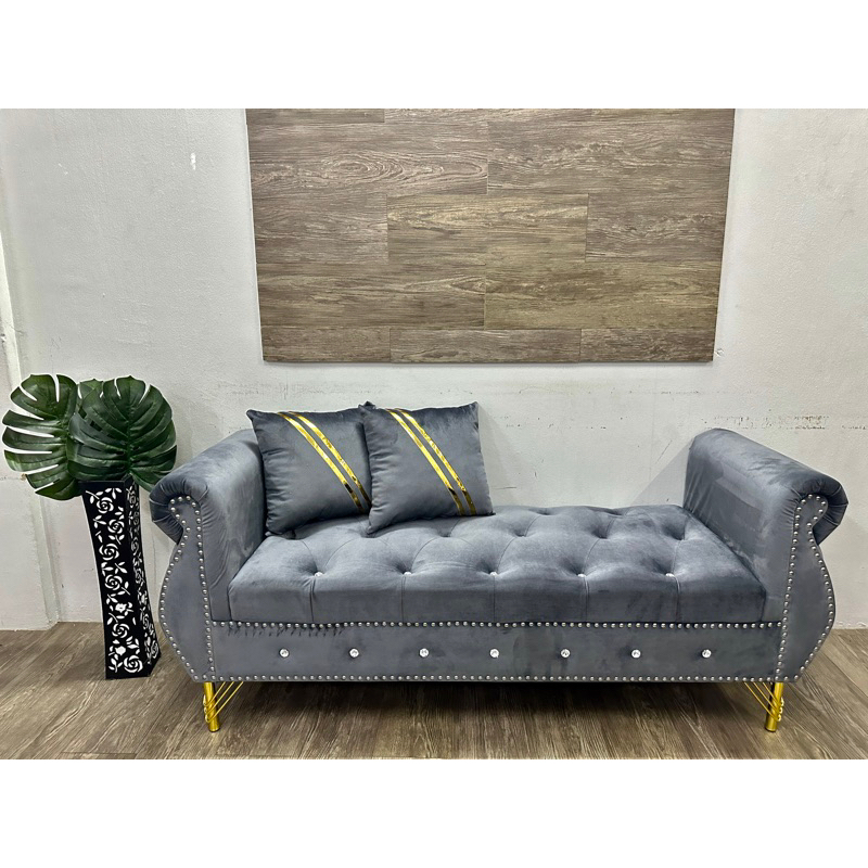 VC CHESTERFIELD LONG STOOL BENCH CHAIR DIAMOND OTTOMAN VELVET SOFA