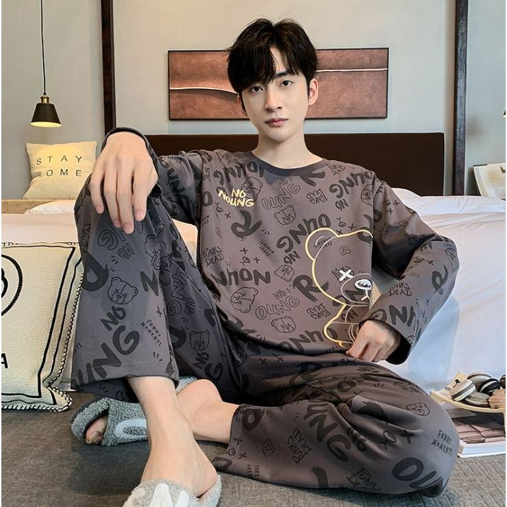 MPSY Men Pyjamas Boy PLUS Size L 4XL Up to 115kg Milk Silk Long Sleeve Pajamas Shirt Pants Baju Tidur Sleepwear Shopee Malaysia