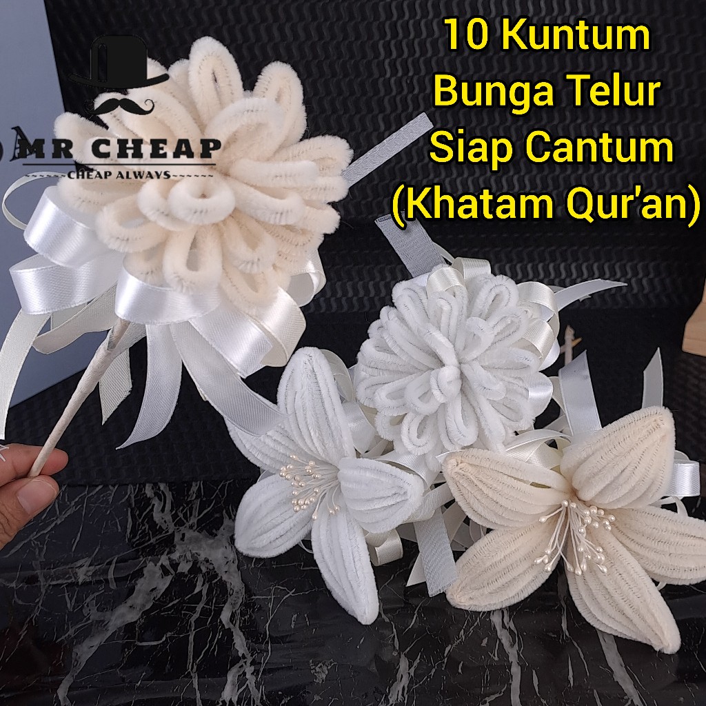 Special Bunga Telur Putih dan Cream siap cantum (10pcs) /Bunga Telur ...