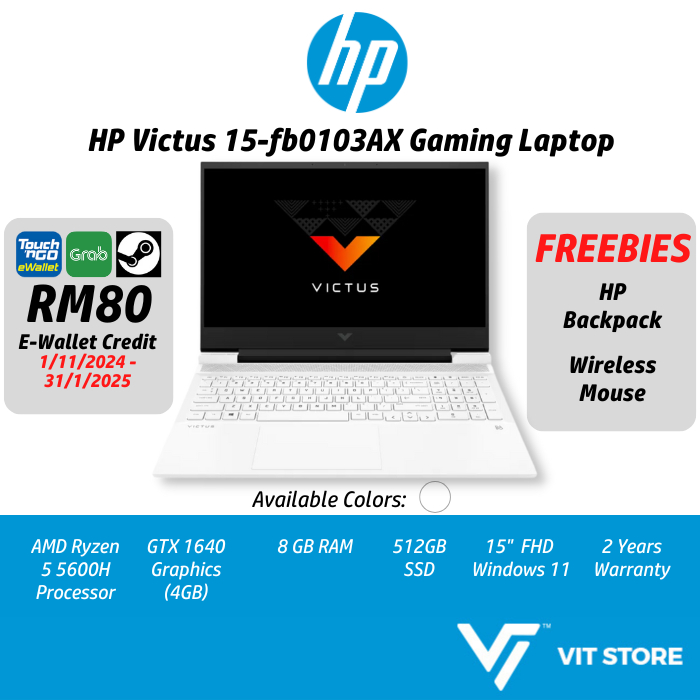 Komputer riba Gaming HP Victus 15-fb0103AX AMD Ryzen 5 5600H GTX 1650 ...