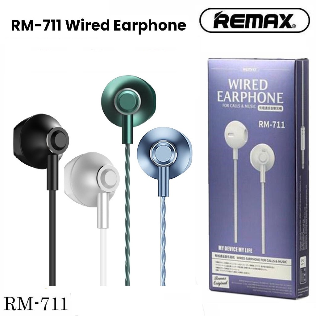 Remax Earphone RM-711 Stereo In-Ear Headphone Extra Bass Wired Headset ...
