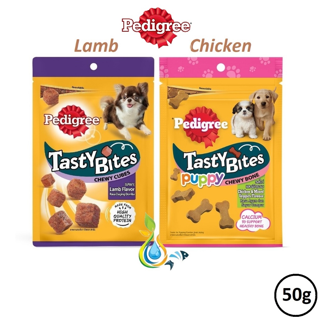 Pedigree Tasty Bites Chewy Cubes Lamb Flavor Puppy Chewy Bone Chicken Mixed Veggies Dog Treats 50g Shopee Malaysia