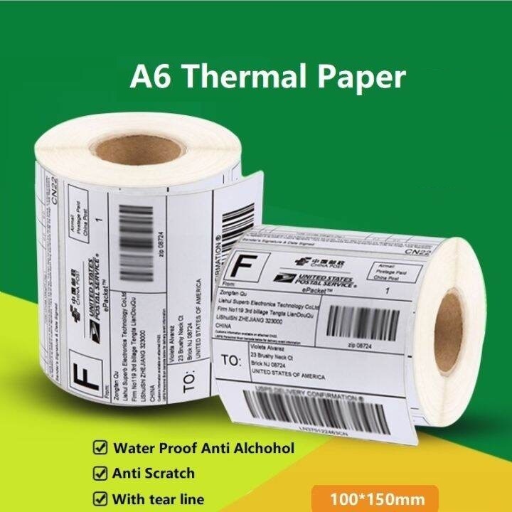 A6 Thermal Label Sticker 350pcs 1 Roll 100x150 mm Airwaybill Shipping ...