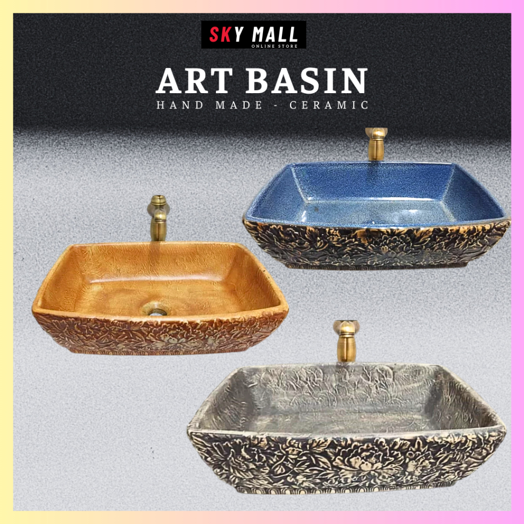 HAND MADE CERAMIC BASIN DEISGNER ART BASIN ABOVE COUNTER TOP ART SINK ...