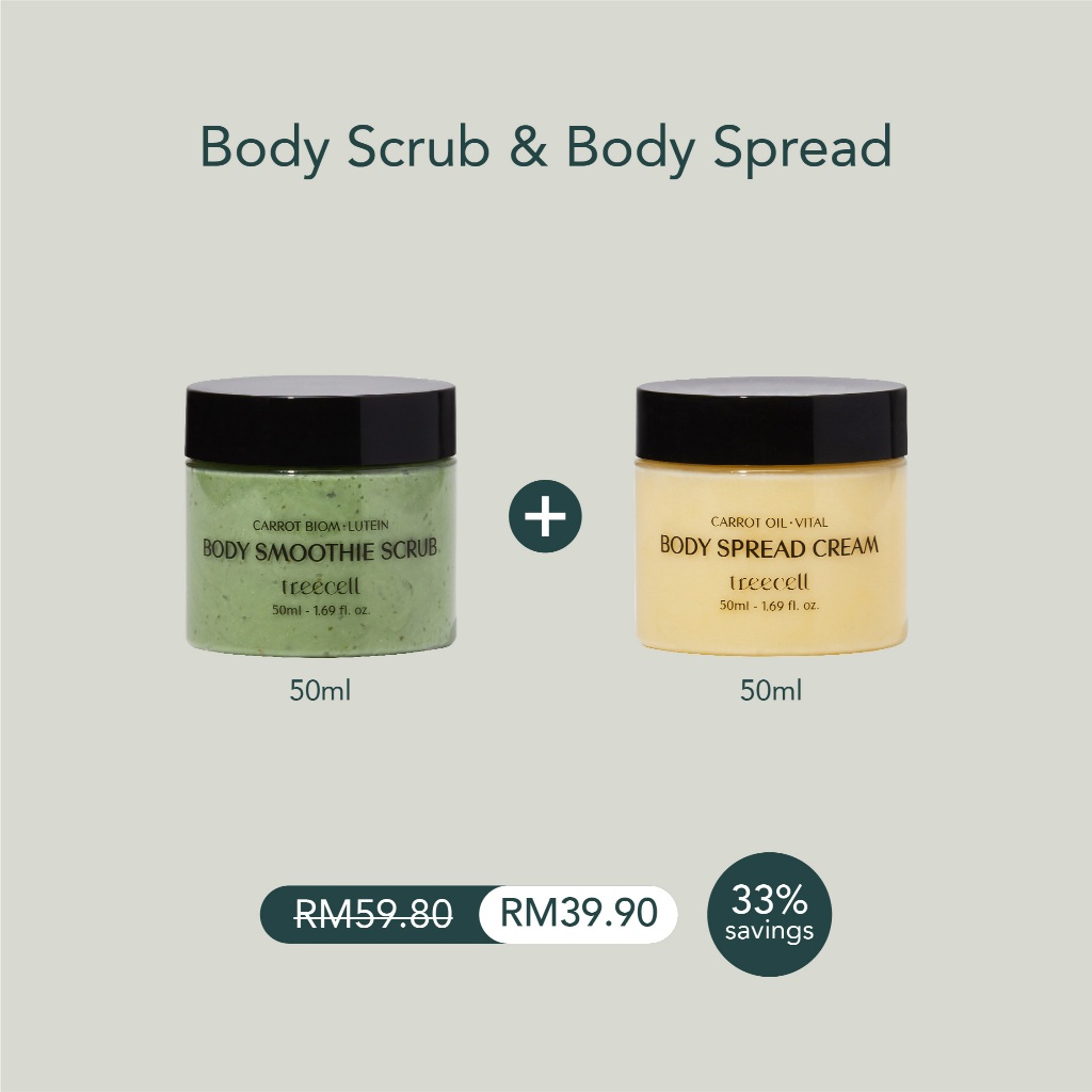 treecell Body Smoothie Scrub (50ml) + Body Spread Cream (50ml) Travel ...