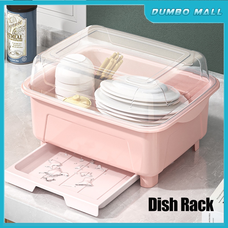 Dish Rack with Lid Kitchen Storage Box for Plate Bowl Chopsticks ...