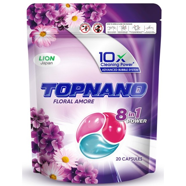 TOPNANO Capsule Detergent Floral Amore 20pcs (Pouch) | Shopee Malaysia
