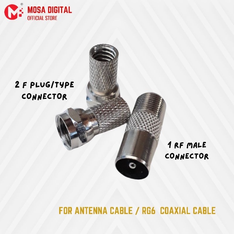 MOSA RF Male Connector with F Type Plug Socket Coaxial Cable RG6 ...