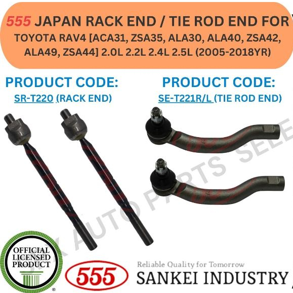 555 GENUINE JAPAN TIE ROD END / RACK END FOR TOYOTA RAV4 [ACA31, ZSA35 ...