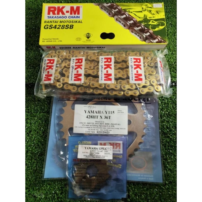 Yamaha Ez115 GS428SB Rkm RK-M Sprocket Chain Gold Set Sprocket Rantai ...