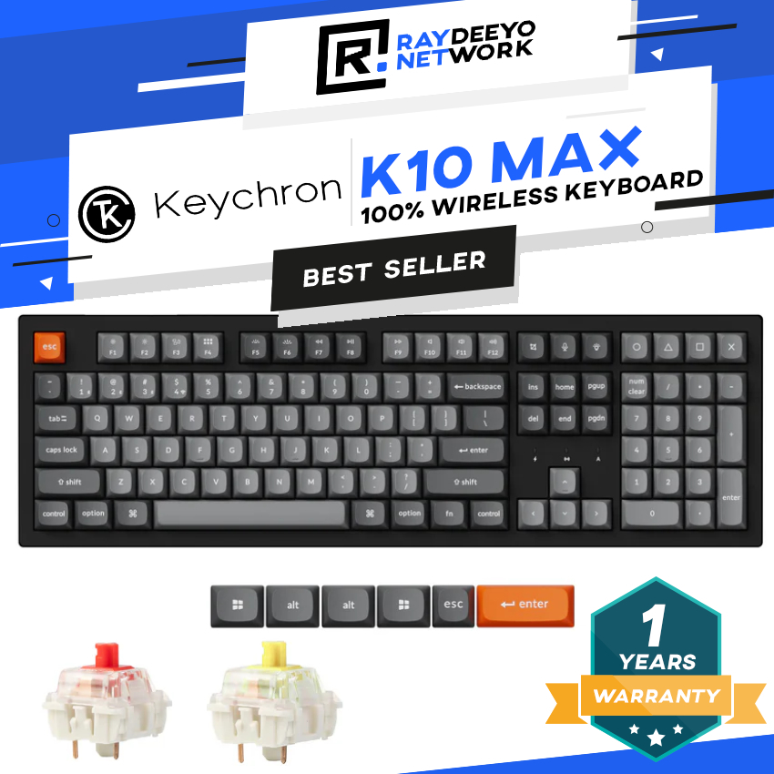 Keychron K10 MAX QMK Wireless RGB Mechanical Keyboard [100% Layout/Hot ...