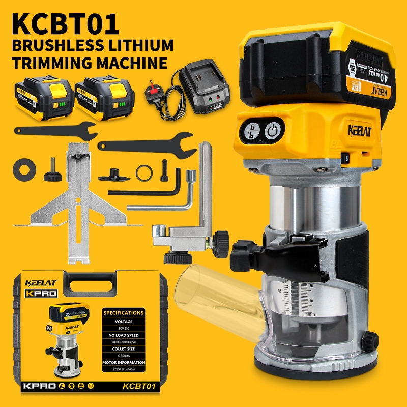 KEELAT KPRO-KCBT01 Brushless Cordless Router Trimmer 30000RPM 6 Speeds ...
