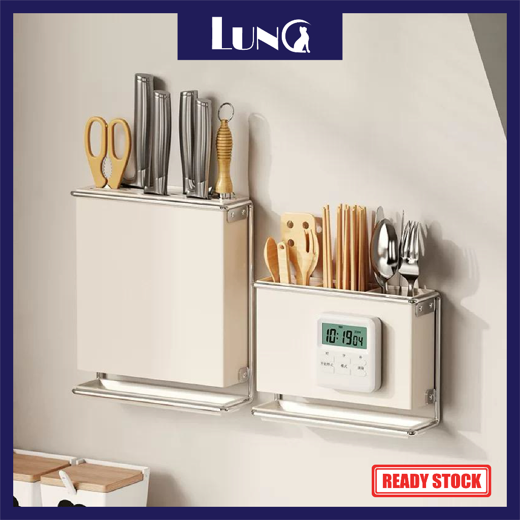 Kitchen Rack Wall-Mounted Knife Rack Drain Chopstick Rack Cutlery ...