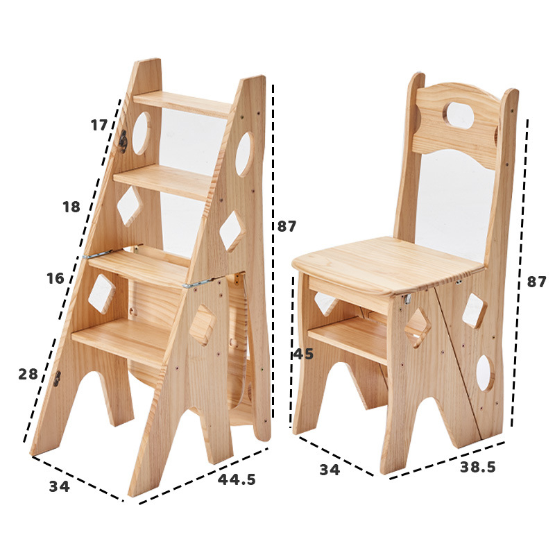 Stair Chair Solid Wood Three Or Four Steps Climbing Ladder Indoor Dual ...