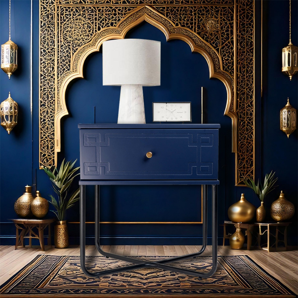Marcus (Pattern) Bedside Table with Drawer Bedroom Furniture (EM227 ...