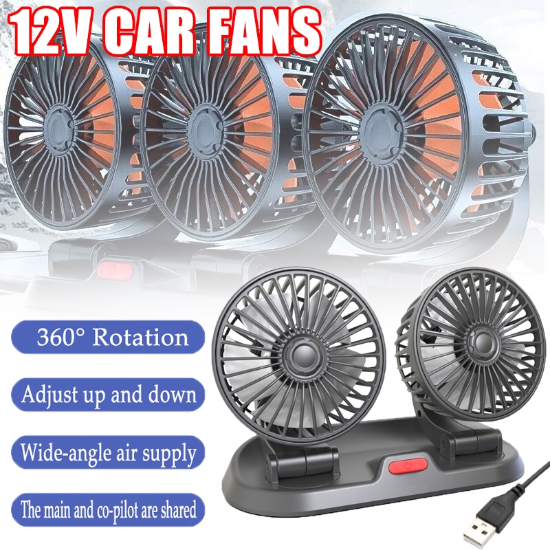 12v Usb Car Fan Portable Vehicle Truck 360° Rotatable Auto Cooling ...