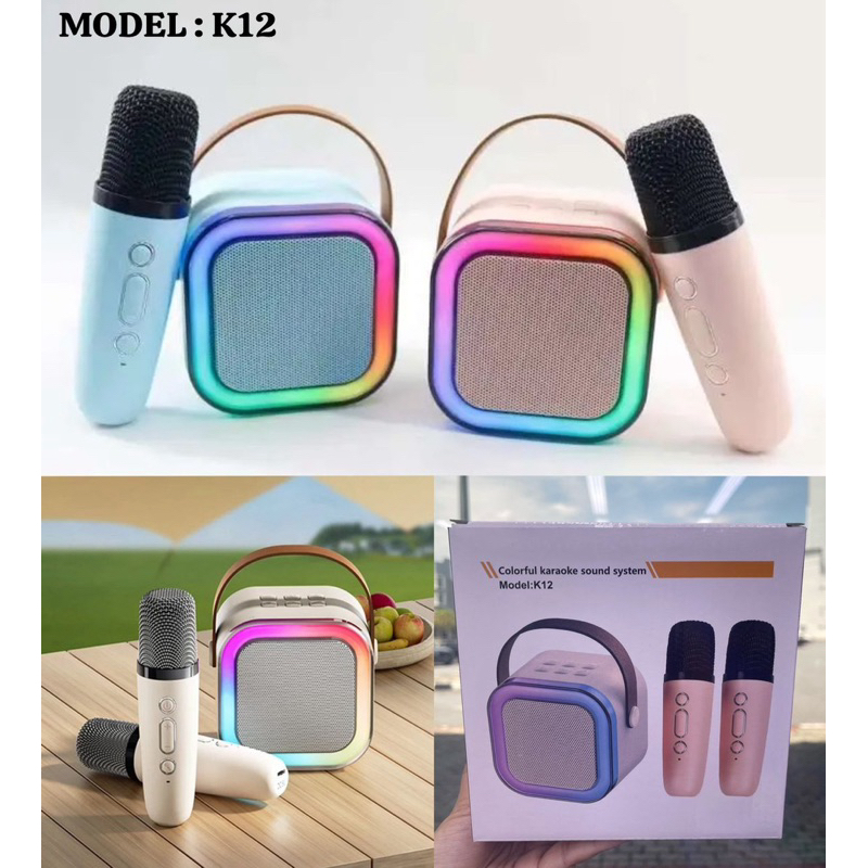 K12 Wireless Mini Karaoke Speaker with 2 Microphones | Shopee Malaysia